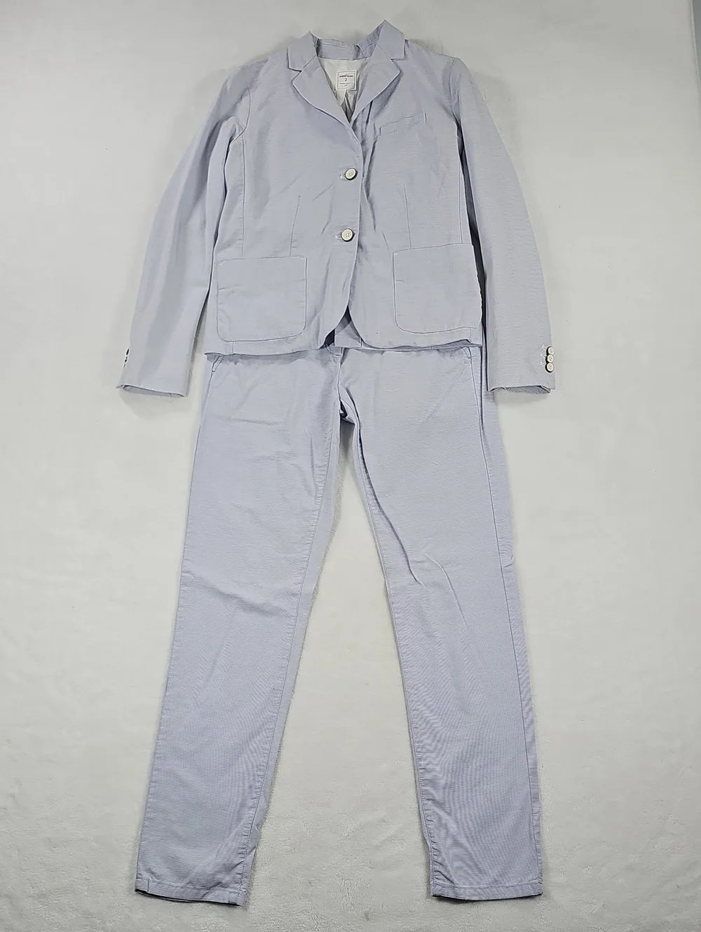 Gap Academy Blazer Pants Set 2 Blue White Seersucker Stripe Cotton Suit 9